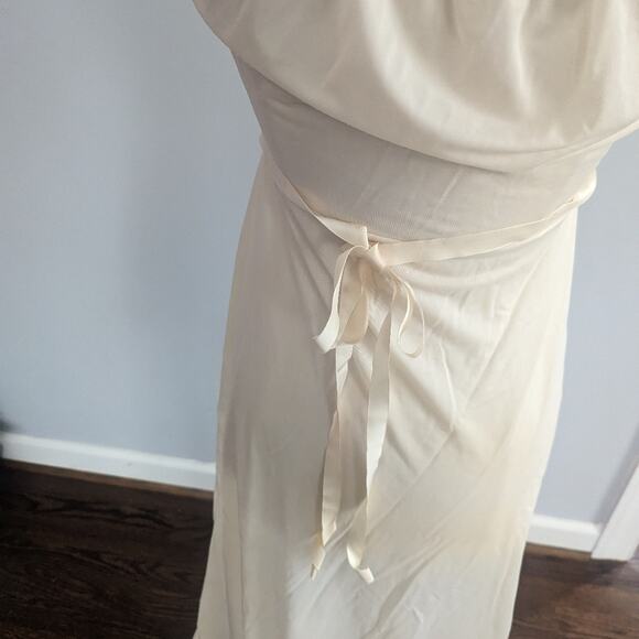 Vintage Women's Lingerie Slip Cream Shadowline 36 Tie Sleeve Knot Maxi - Picture 11 of 11